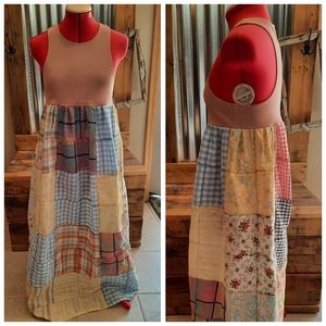 Patchwork Maxi Dress with Blush Bodice